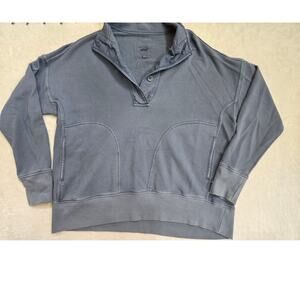 Aerie Oh Snap Quarter Snap Sweatshirt Small Blue Oversized Fit